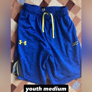 Under Armour Men's Blue and Yellow Athletic Shorts